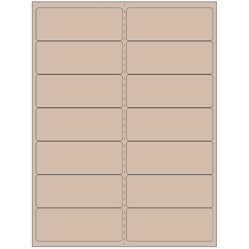 4" x 1.4375" Pastel Tan Rectangular Sheet Labels