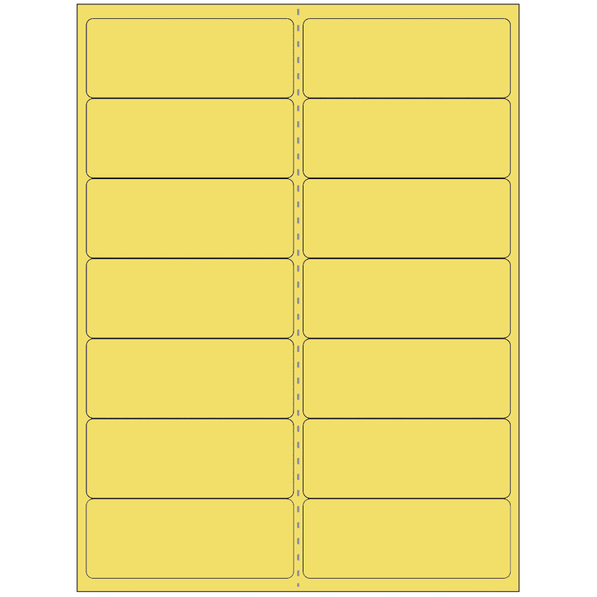 4" x 1.4375" Pastel Yellow Rectangular Sheet Labels