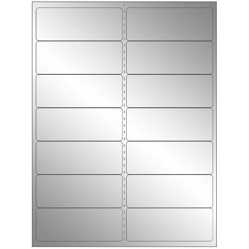 4" x 1.4375" Silver Foil Rectangular Sheet Labels