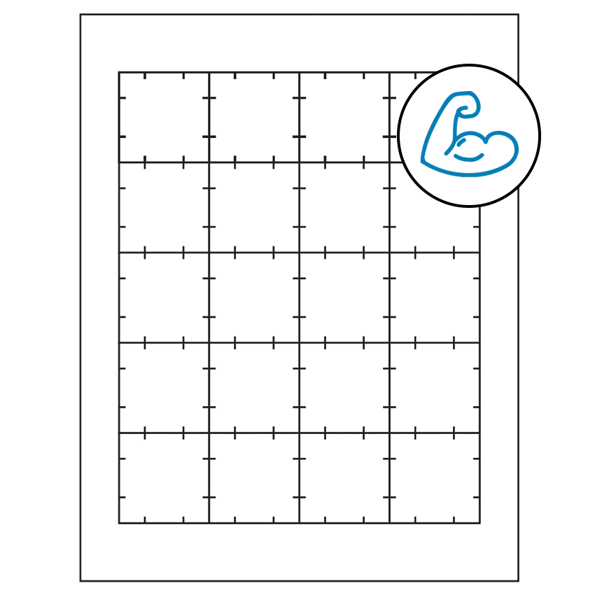 1.75" x 1.75" White Square Sheet Labels - Ultra Aggressive Adhesive