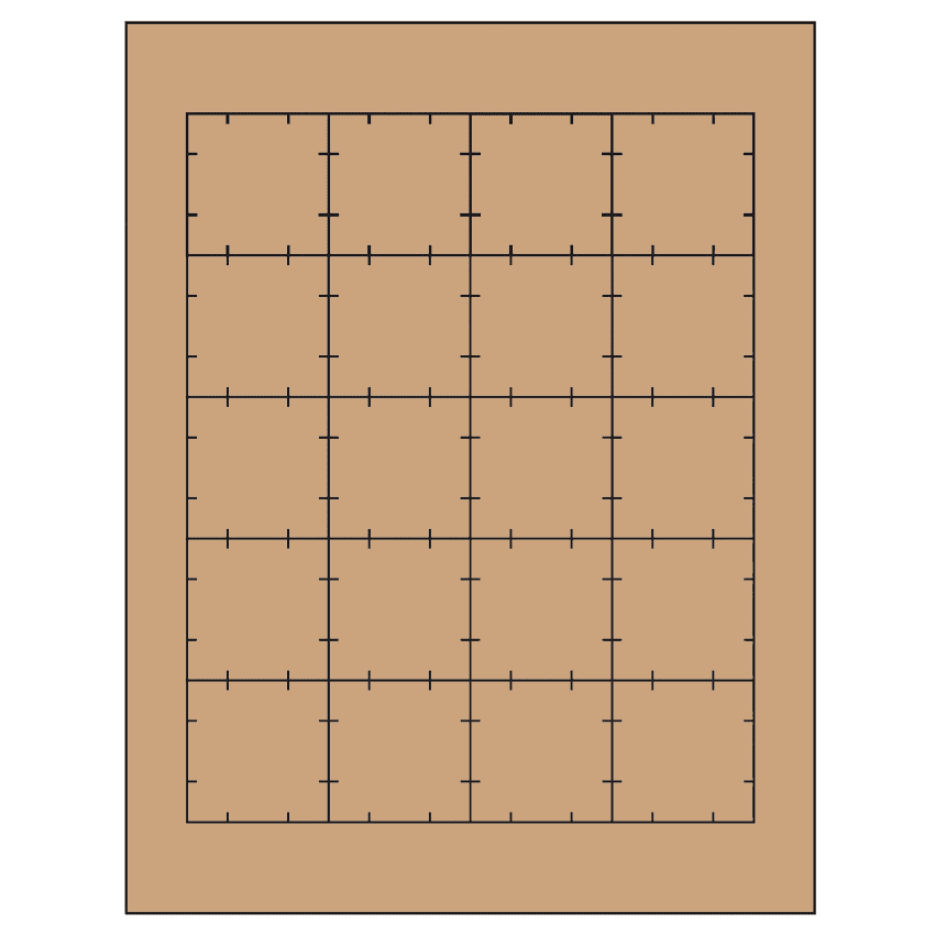 1.75" x 1.75" Brown Kraft Square Sheet Labels