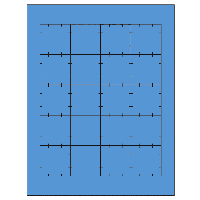 1.75" x 1.75" Fluorescent Blue Square Sheet Labels