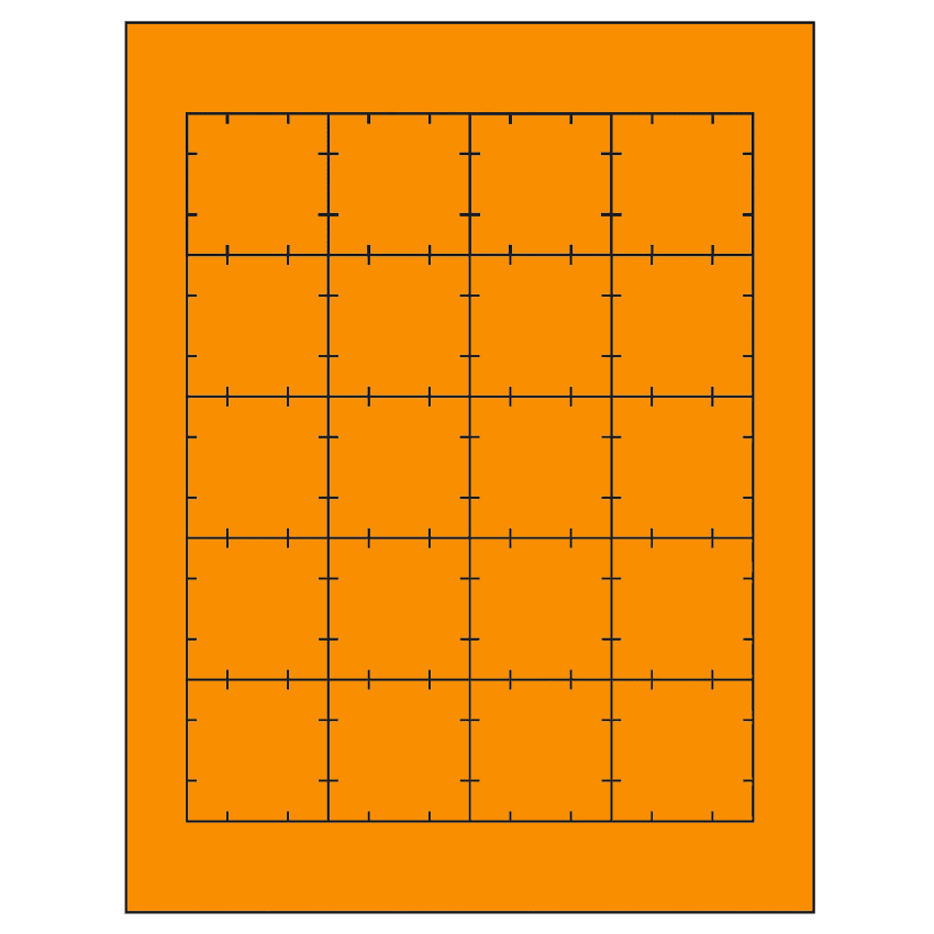 1.75" x 1.75" Fluorescent Orange Square Sheet Labels