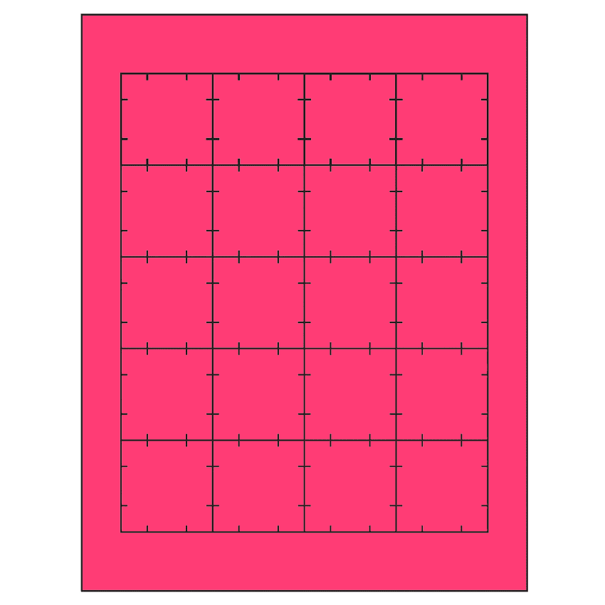 1.75" x 1.75" Fluorescent Pink Square Sheet Labels