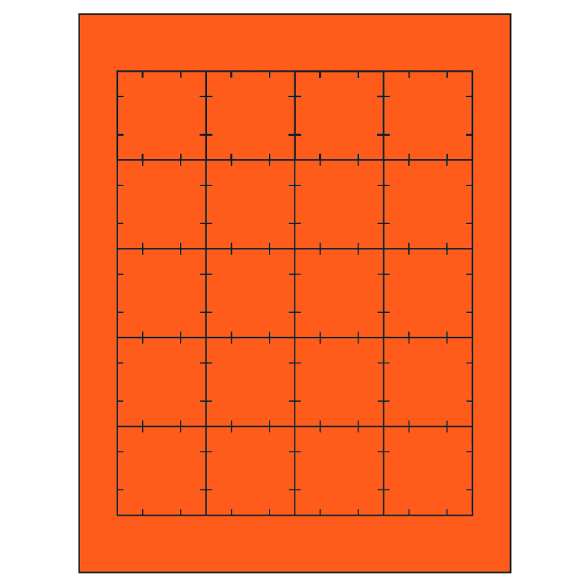 1.75" x 1.75" Fluorescent Red Square Sheet Labels