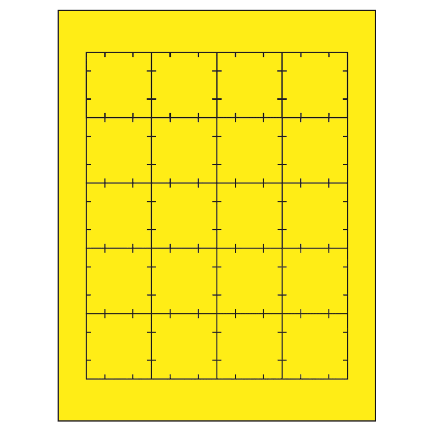 1.75" x 1.75" Fluorescent Yellow Square Sheet Labels