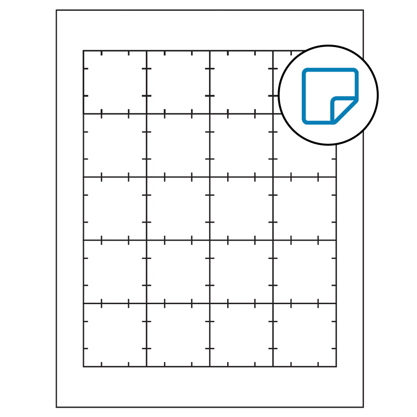 1.75" x 1.75" White Square Sheet Labels - Removable Adhesive