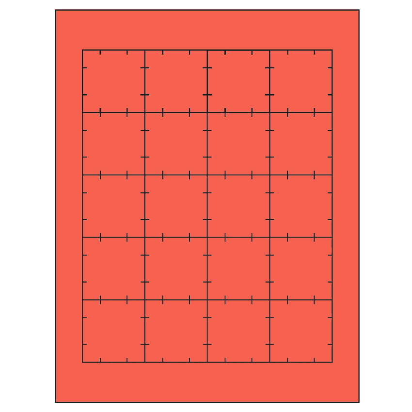 1.75" x 1.75" Red Square Sheet Labels