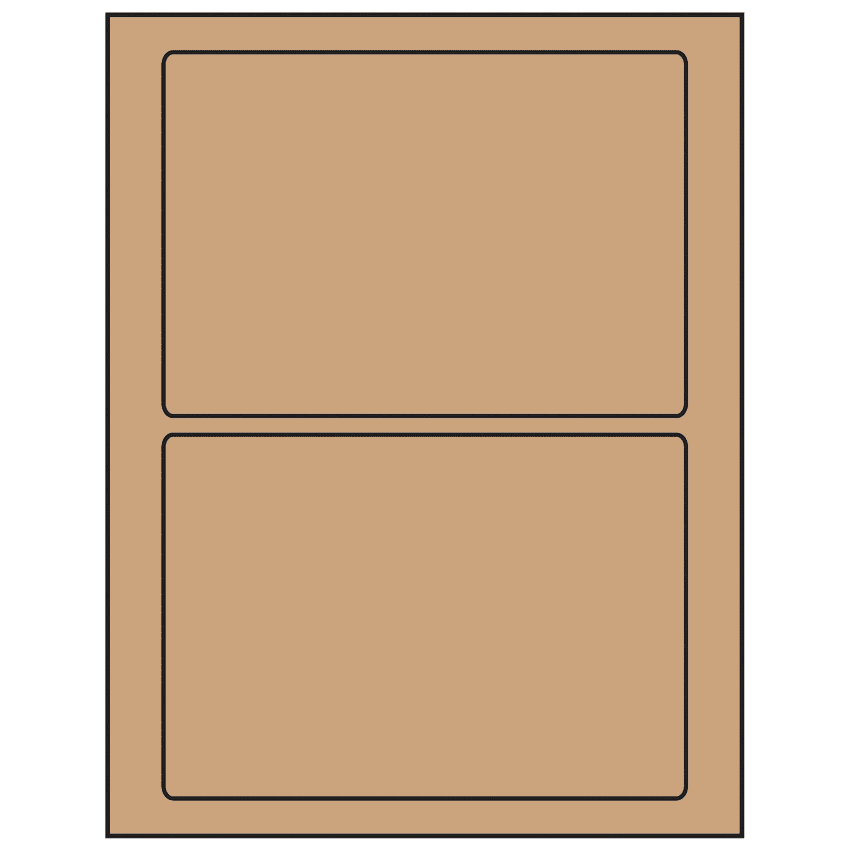 7" x 4.875" Brown Kraft Rectangular Sheet Labels