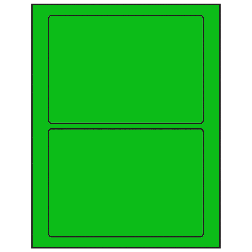 7" x 4.875" Fluorescent Green Rectangular Sheet Labels