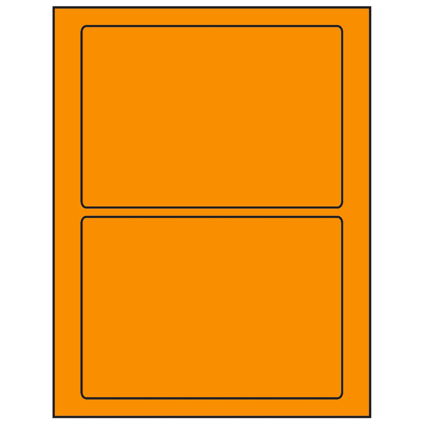7" x 4.875" Fluorescent Orange Rectangular Sheet Labels