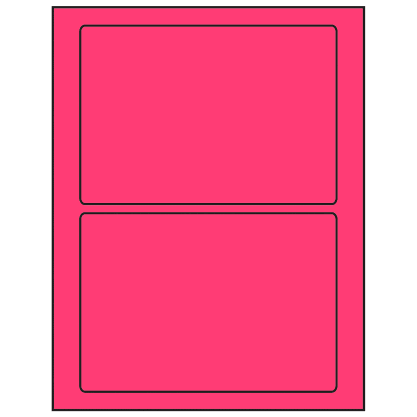 7" x 4.875" Fluorescent Pink Rectangular Sheet Labels