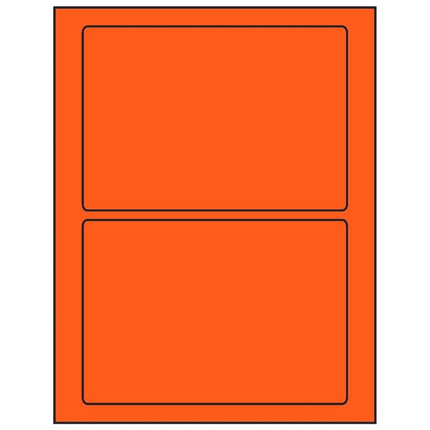 7" x 4.875" Fluorescent Red Rectangular Sheet Labels
