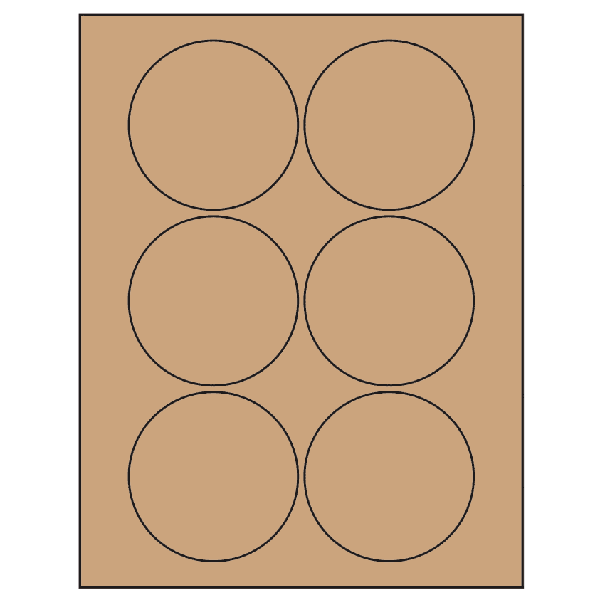 3.25" Brown Kraft Circular Sheet Labels