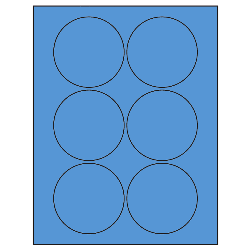 3.25" Fluorescent Blue Circular Sheet Labels