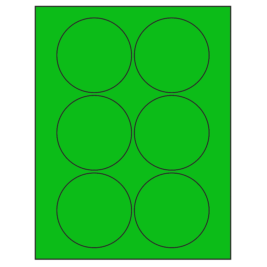 3.25" Fluorescent Green Circular Sheet Labels