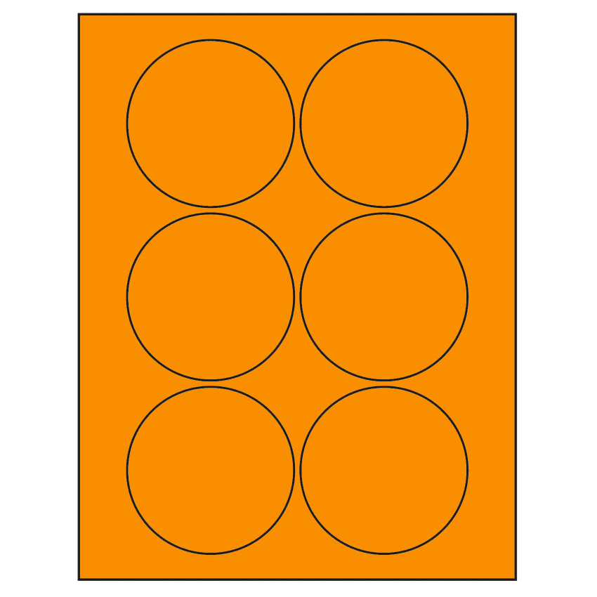 3.25" Fluorescent Orange Circular Sheet Labels
