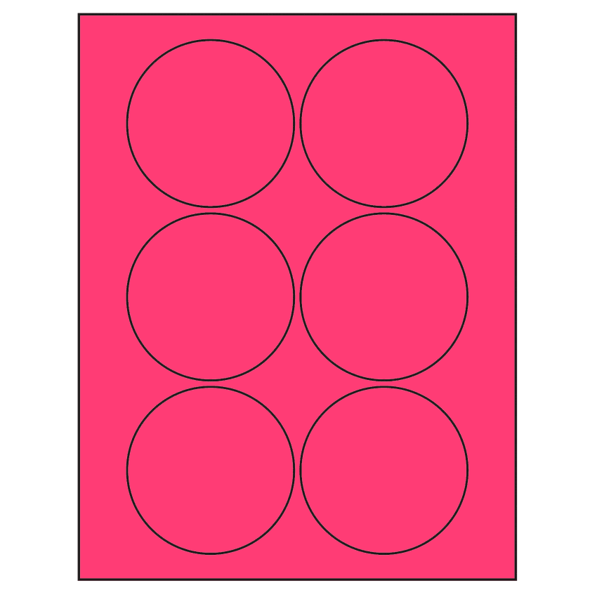 3.25" Fluorescent Pink Circular Sheet Labels
