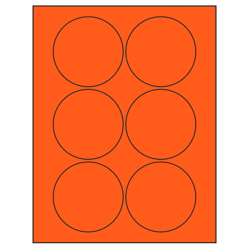 3.25" Fluorescent Red Circular Sheet Labels