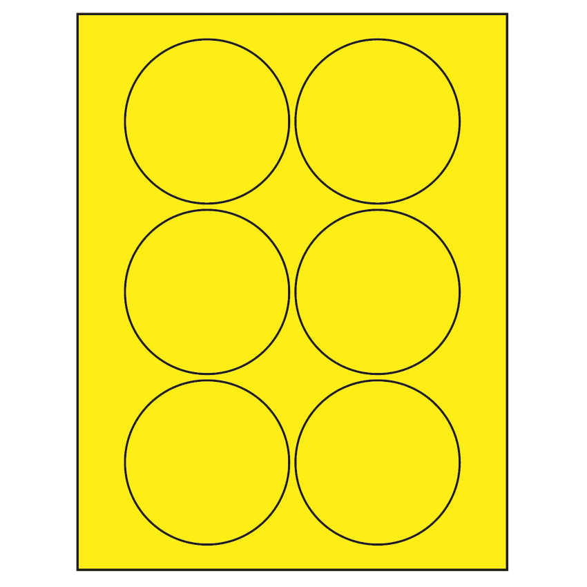 3.25" Fluorescent Yellow Circular Sheet Labels