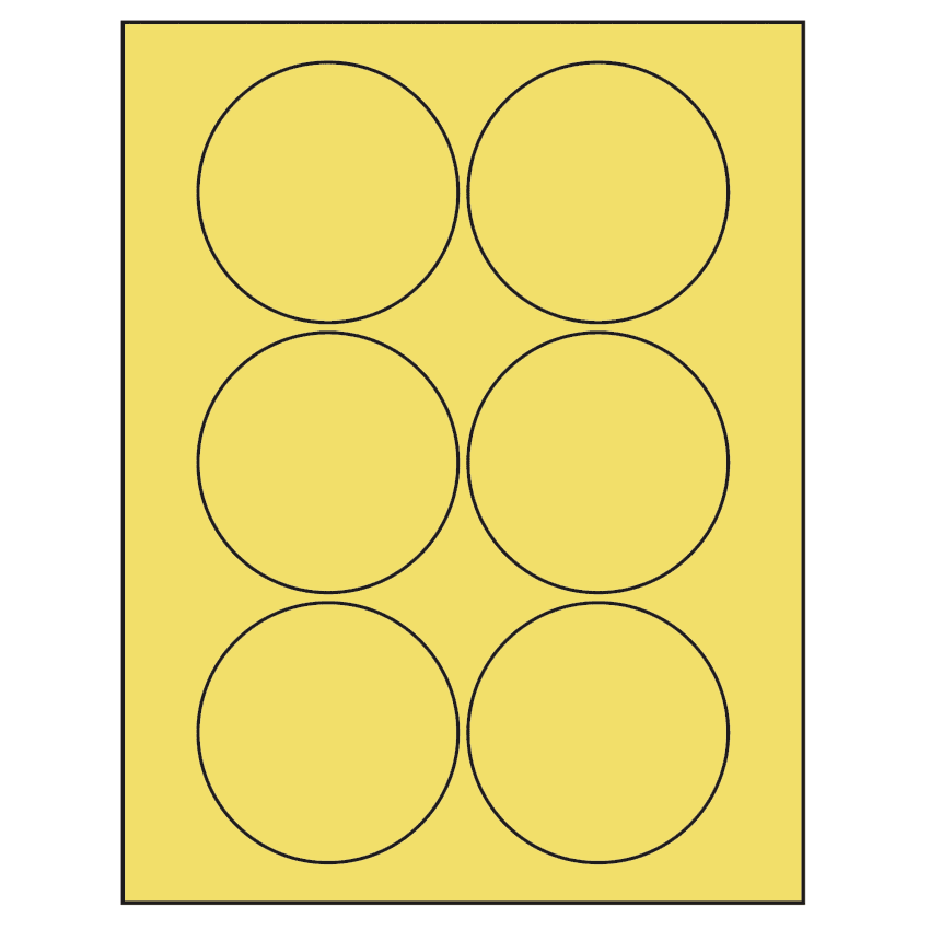 3.25" Pastel Yellow Circular Sheet Labels