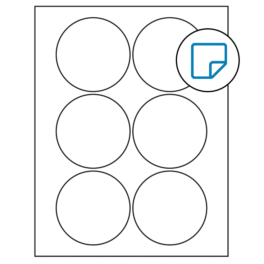 3.25" White Circular Sheet Labels - Removable Adhesive