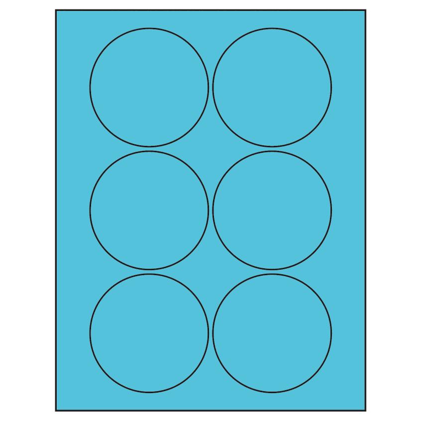 3.25" Turquoise Circular Sheet Labels