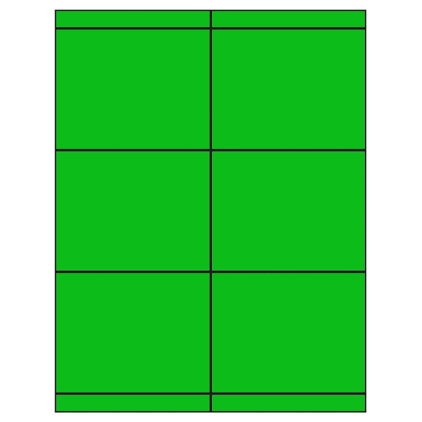 4.25" x 3.33" Fluorescent Green Rectangular Sheet Labels