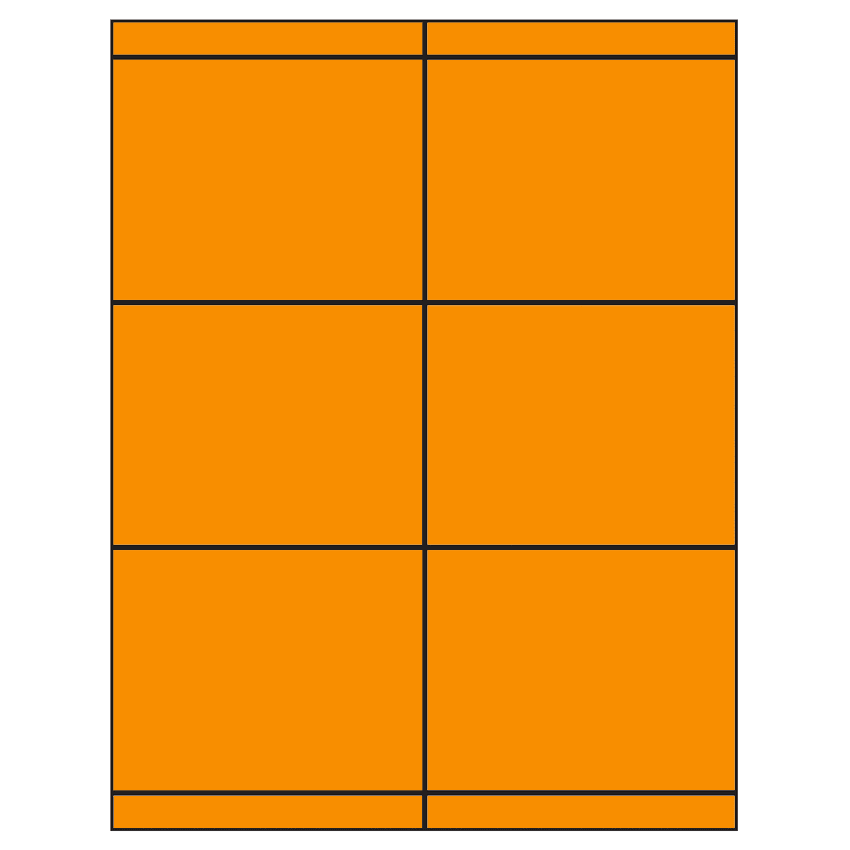 4.25" x 3.33" Fluorescent Orange Rectangular Sheet Labels