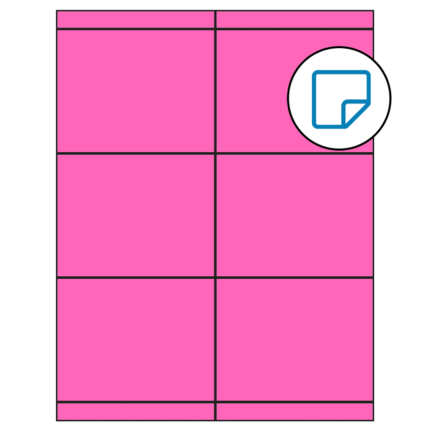 4.25" x 3.33" Fluorescent Pink Rectangular Sheet Labels - Removable Adhesive