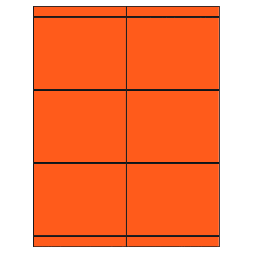 4.25" x 3.33" Fluorescent Red Rectangular Sheet Labels
