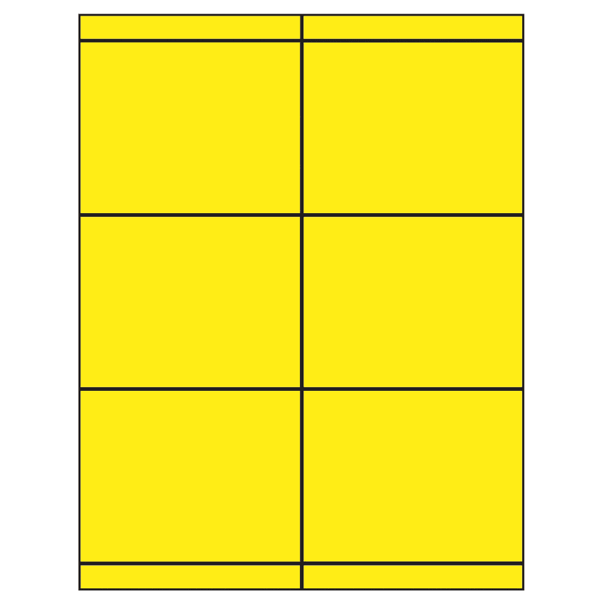 4.25" x 3.33" Fluorescent Yellow Rectangular Sheet Labels