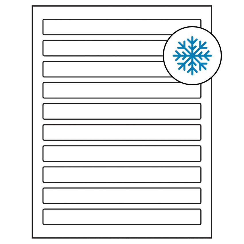 7.5" x 0.75" White Rectangular Sheet Labels - Freezer Grade Adhesive
