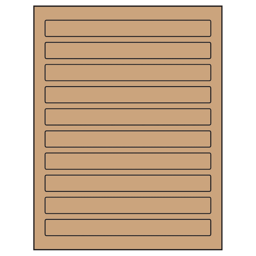 7.5" x 0.75" Brown Kraft Rectangular Sheet Labels