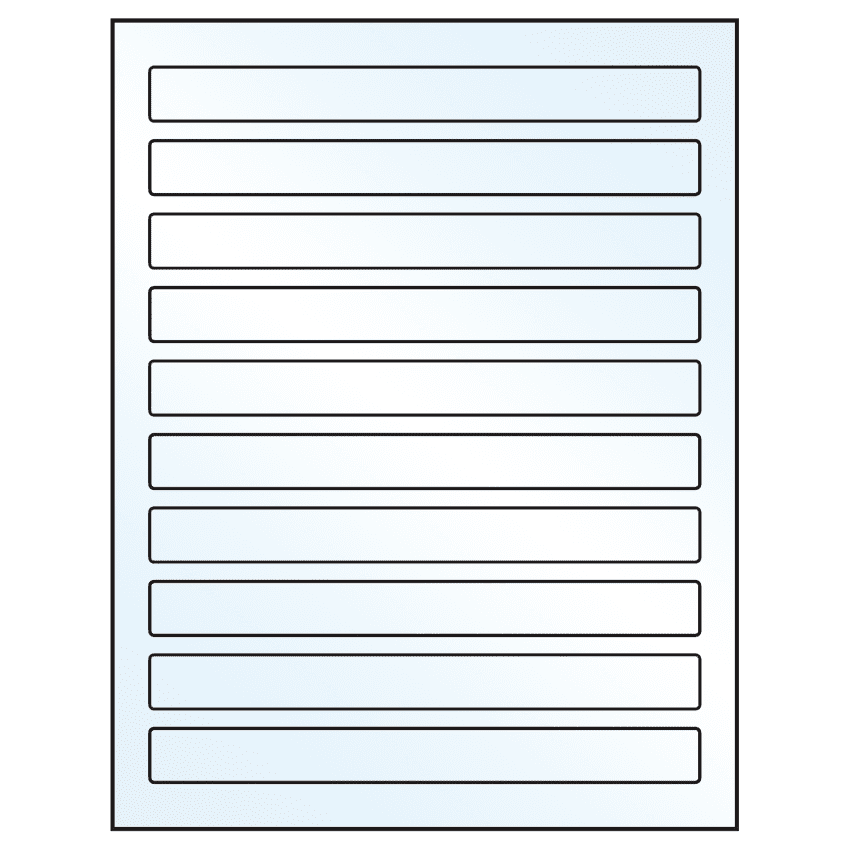 7.5" x 0.75" Crystal Clear Rectangular Sheet Labels