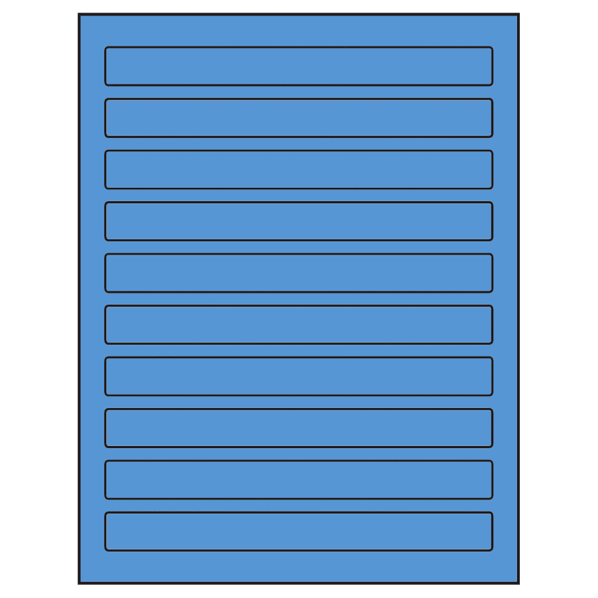 7.5" x 0.75" Fluorescent Blue Rectangular Sheet Labels