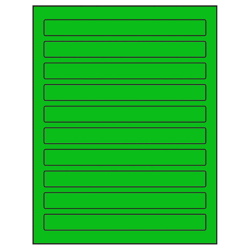 7.5" x 0.75" Fluorescent Green Rectangular Sheet Labels
