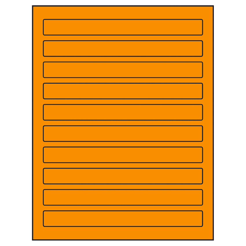 7.5" x 0.75" Fluorescent Orange Rectangular Sheet Labels