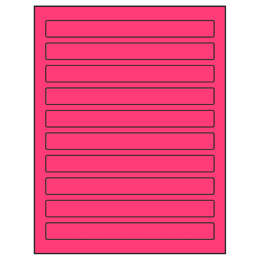 7.5" x 0.75" Fluorescent Pink Rectangular Sheet Labels