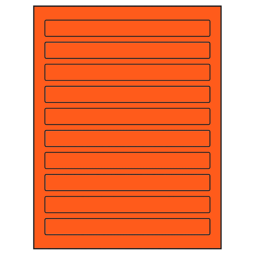 7.5" x 0.75" Fluorescent Red Rectangular Sheet Labels