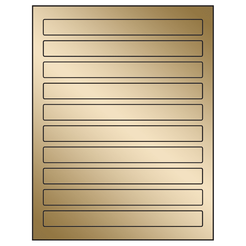 7.5" x 0.75" Gold Foil Rectangular Sheet Labels