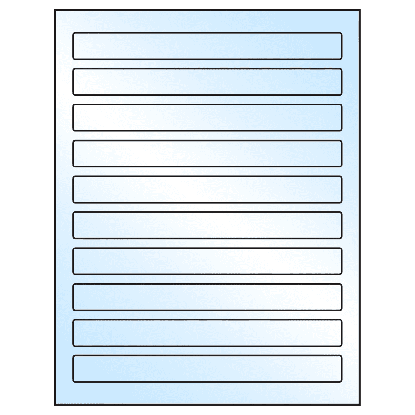 7.5" x 0.75" White Premium High Gloss Rectangular Sheet Labels