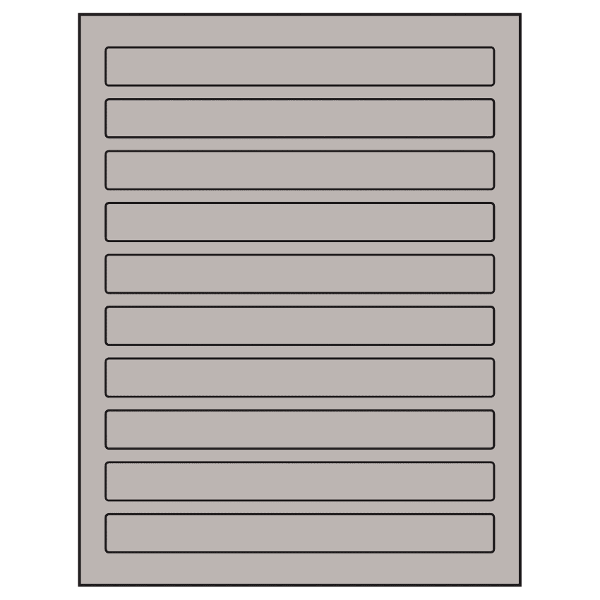 7.5" x 0.75" Gray Rectangular Sheet Labels