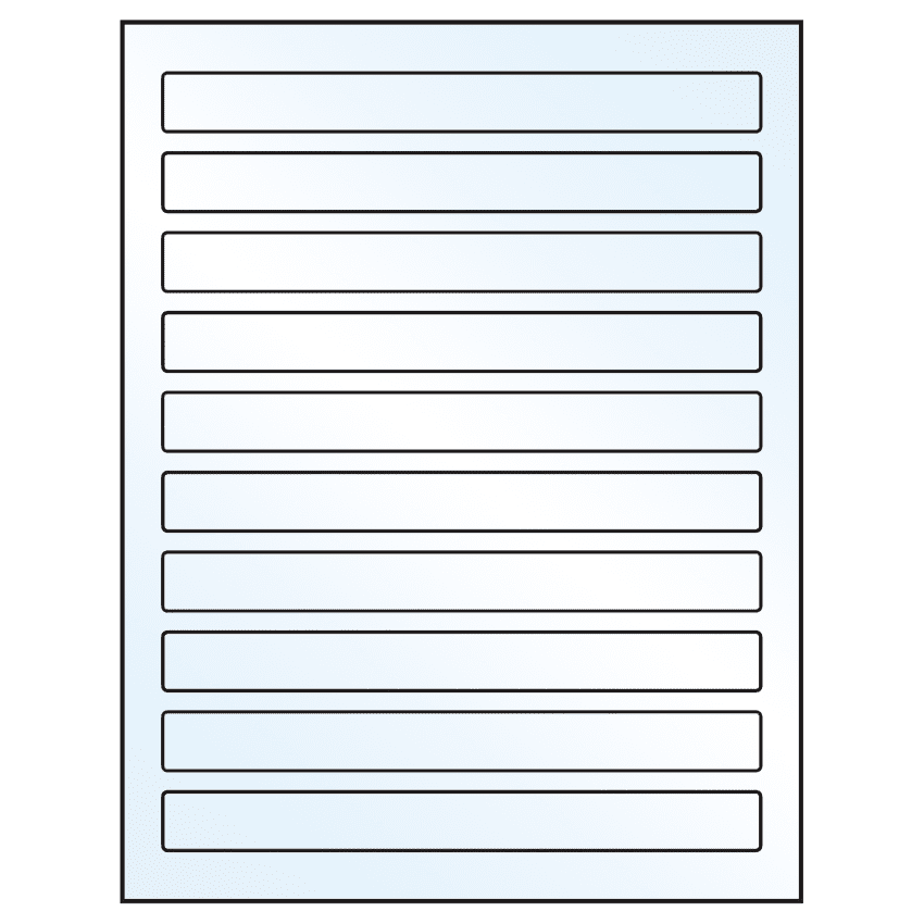 7.5" x 0.75" White Mid Gloss Rectangular Sheet Labels