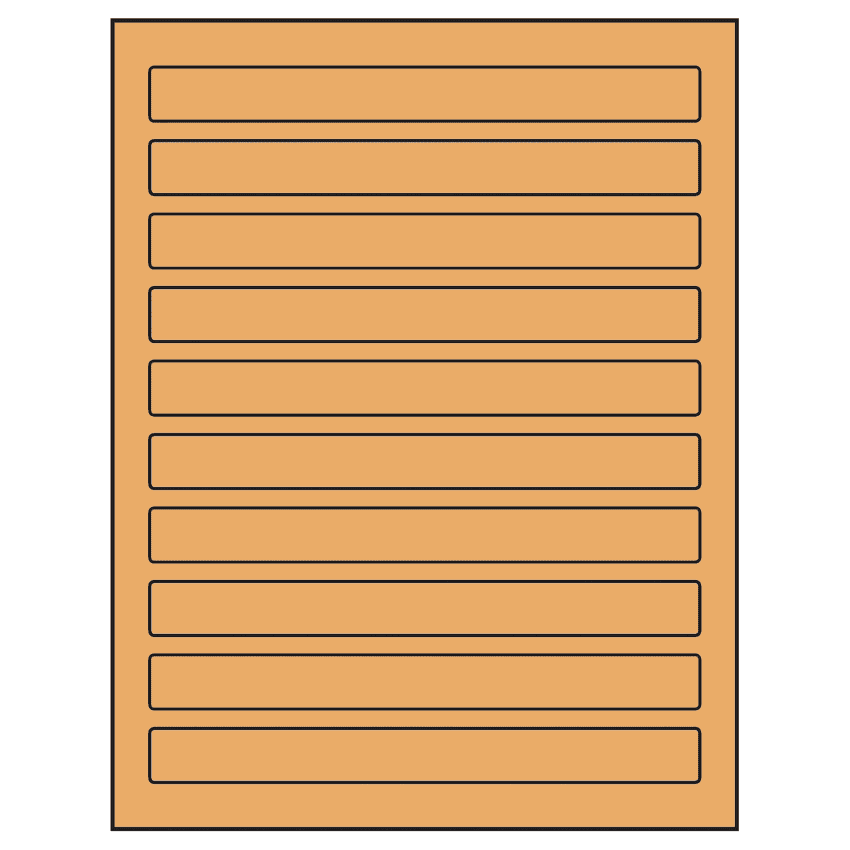 7.5" x 0.75" Pastel Orange Rectangular Sheet Labels