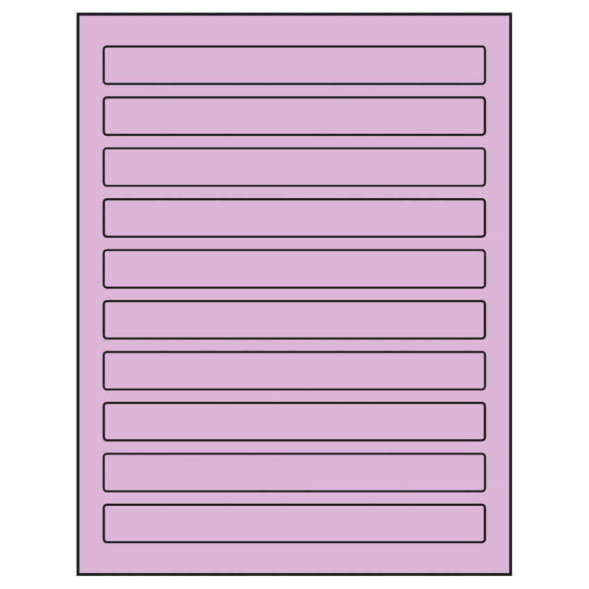 7.5" x 0.75" Pastel Purple Rectangular Sheet Labels