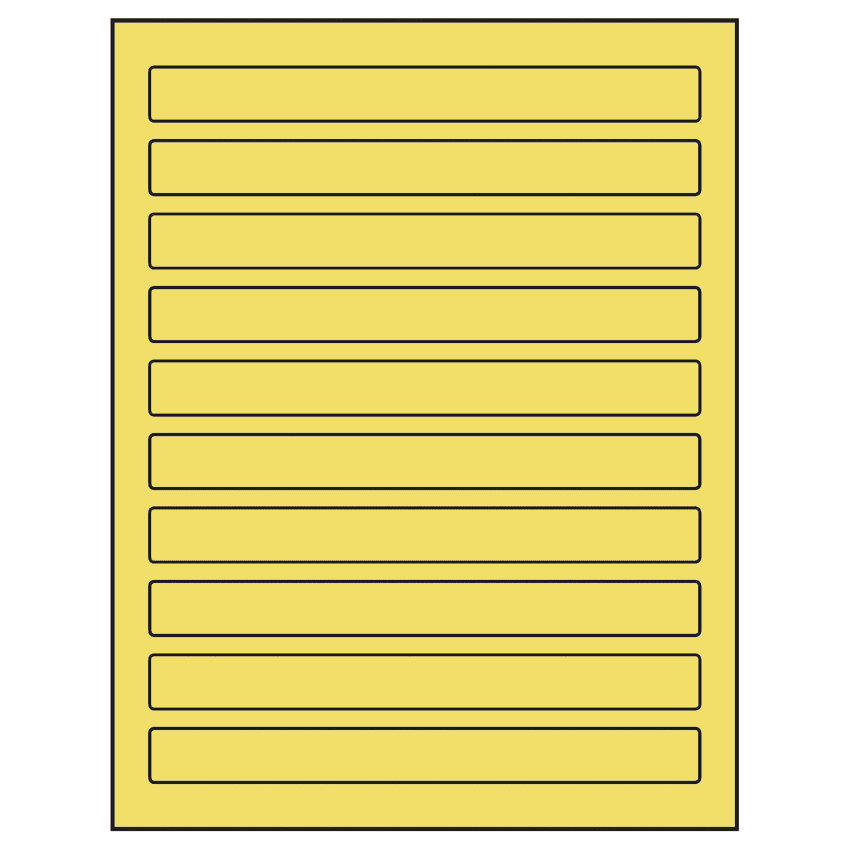 7.5" x 0.75" Pastel Yellow Rectangular Sheet Labels