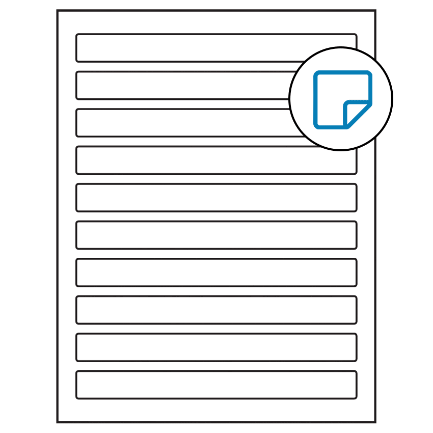 7.5" x 0.75" White Rectangular Sheet Labels - Removable Adhesive