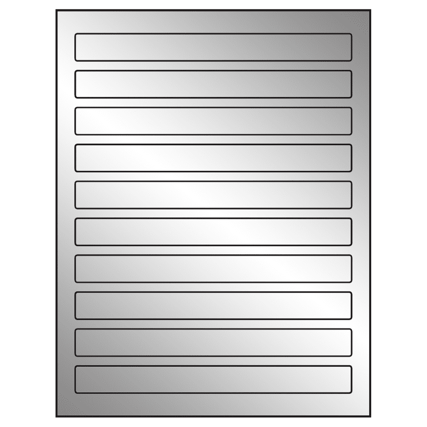 7.5" x 0.75" Silver Foil Rectangular Sheet Labels