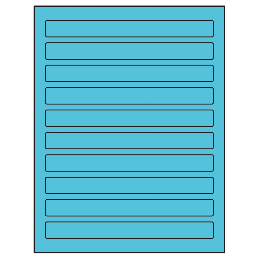 7.5" x 0.75" Turquoise Rectangular Sheet Labels